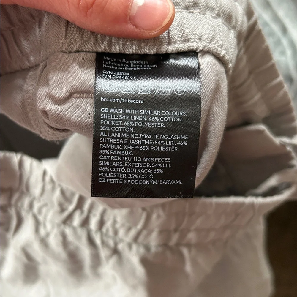 H&M Men’s Linen Blend Trousers Gray Size Large